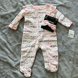 Bebe footie with matching headband/bow